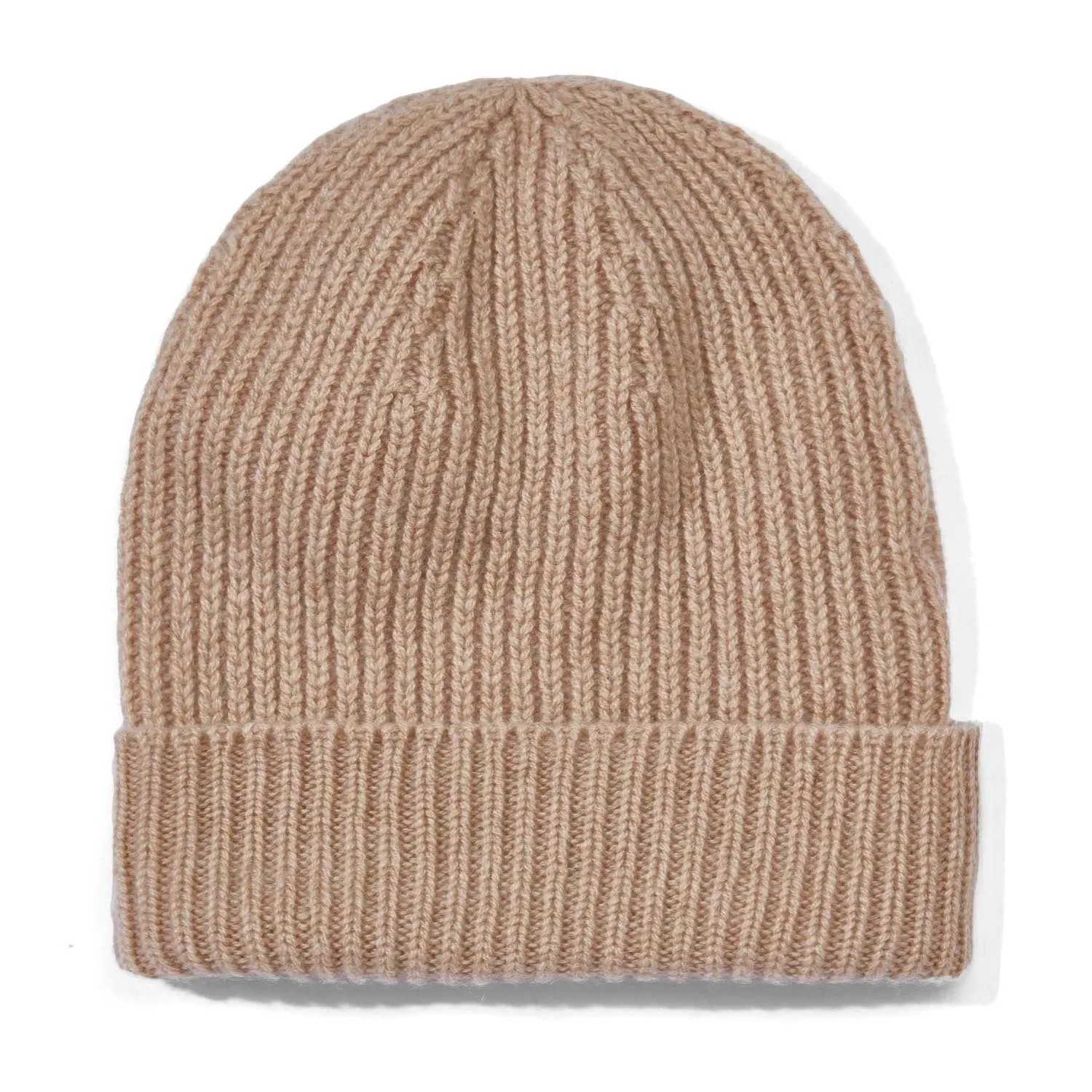 100% Cashmere Ribbed Beanie Hat