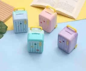 A Cool Suitcase Shaped Mechanical Pencil Sharpener For Everyone (pink, Single piece)