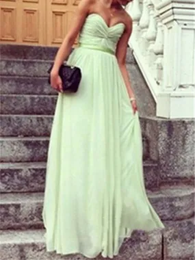 A Line Sage Long Prom Dresses, Long Bridesmaid Dresses, Formal Dresses, Wedding Party Dresses