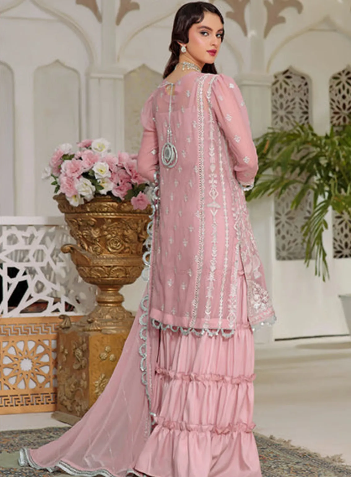 Aaina By Awwal Embroidered Chiffon Unstitched 3 Piece Suit - 03 NURI