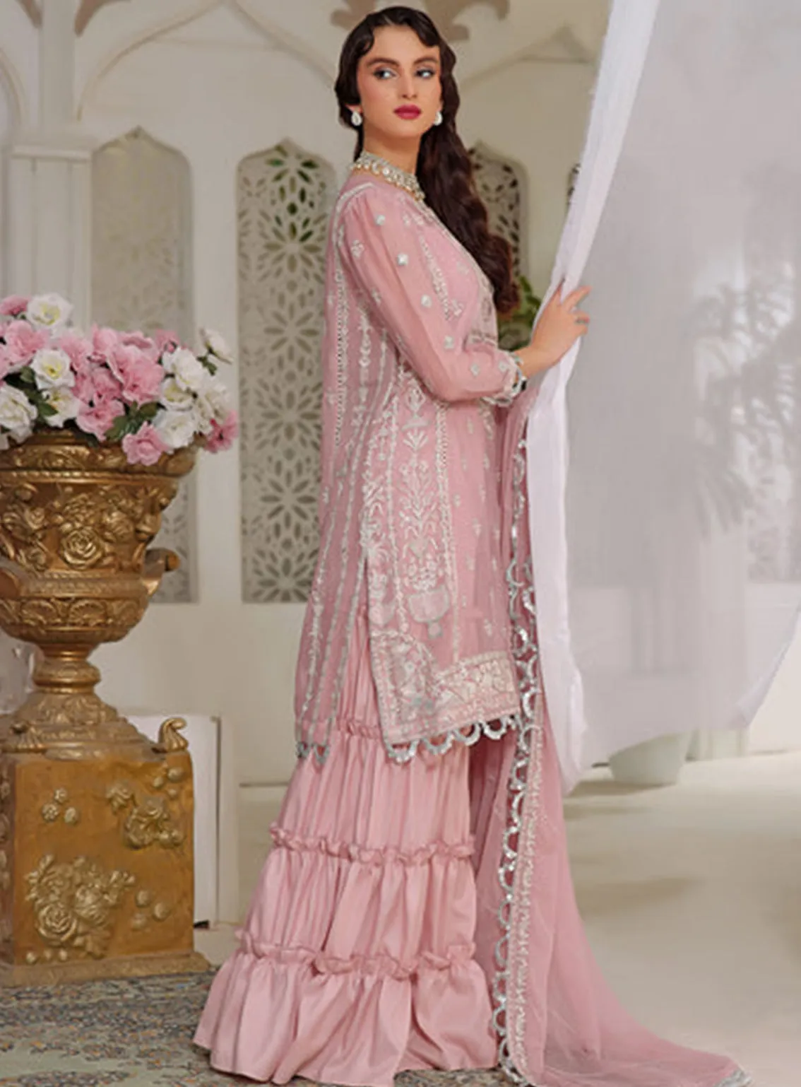 Aaina By Awwal Embroidered Chiffon Unstitched 3 Piece Suit - 03 NURI