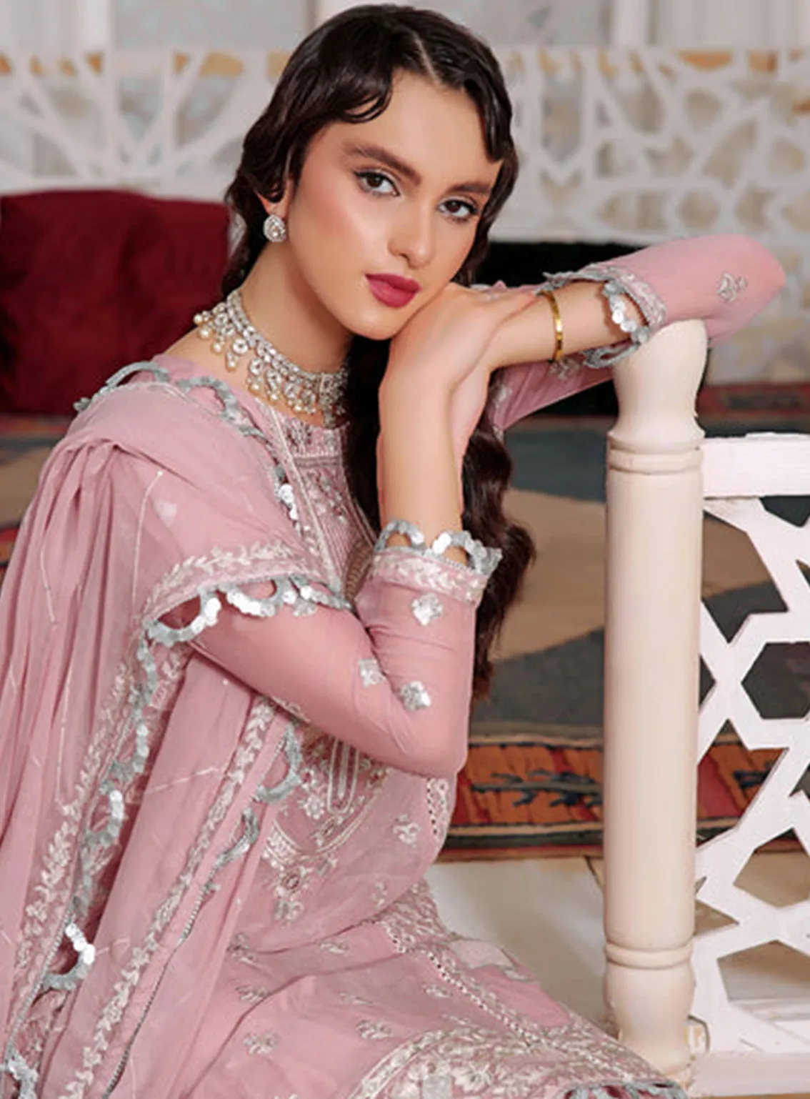 Aaina By Awwal Embroidered Chiffon Unstitched 3 Piece Suit - 03 NURI