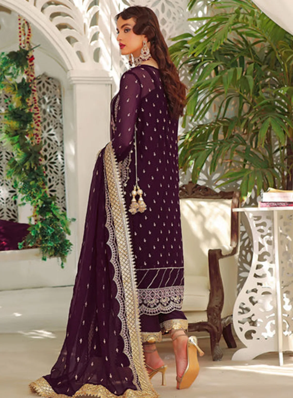 Aaina By Awwal Embroidered Chiffon Unstitched 3 Piece Suit - 04 DILAAB