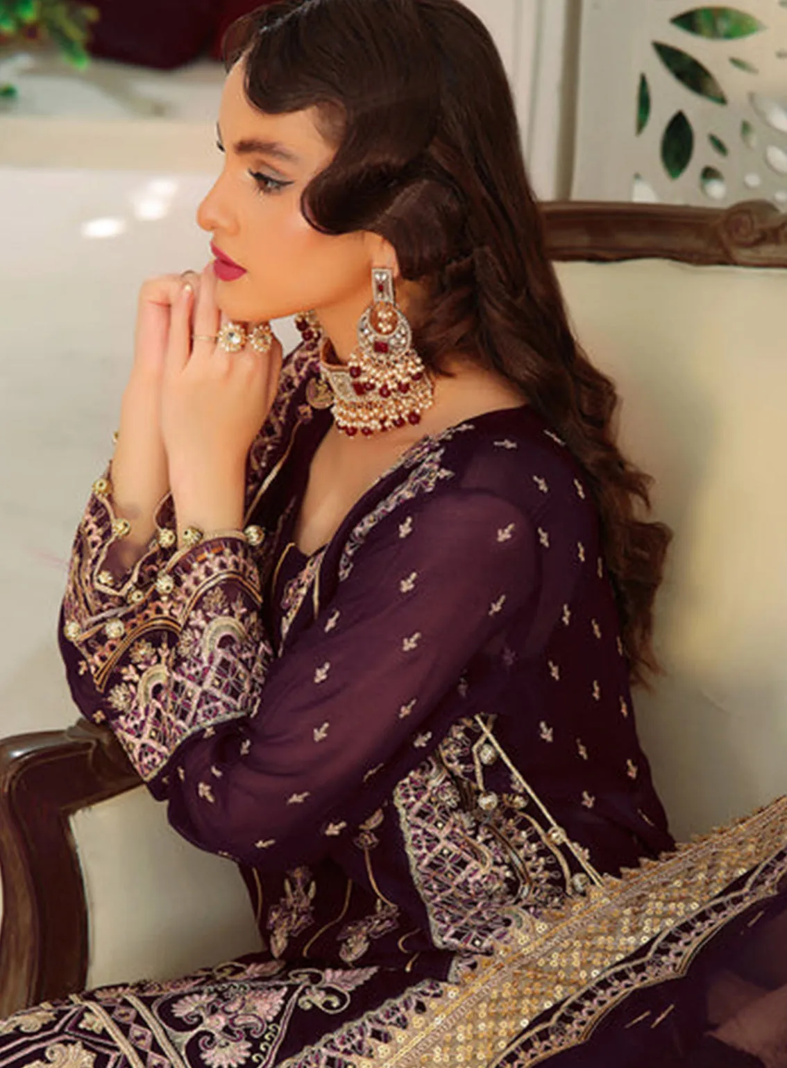 Aaina By Awwal Embroidered Chiffon Unstitched 3 Piece Suit - 04 DILAAB