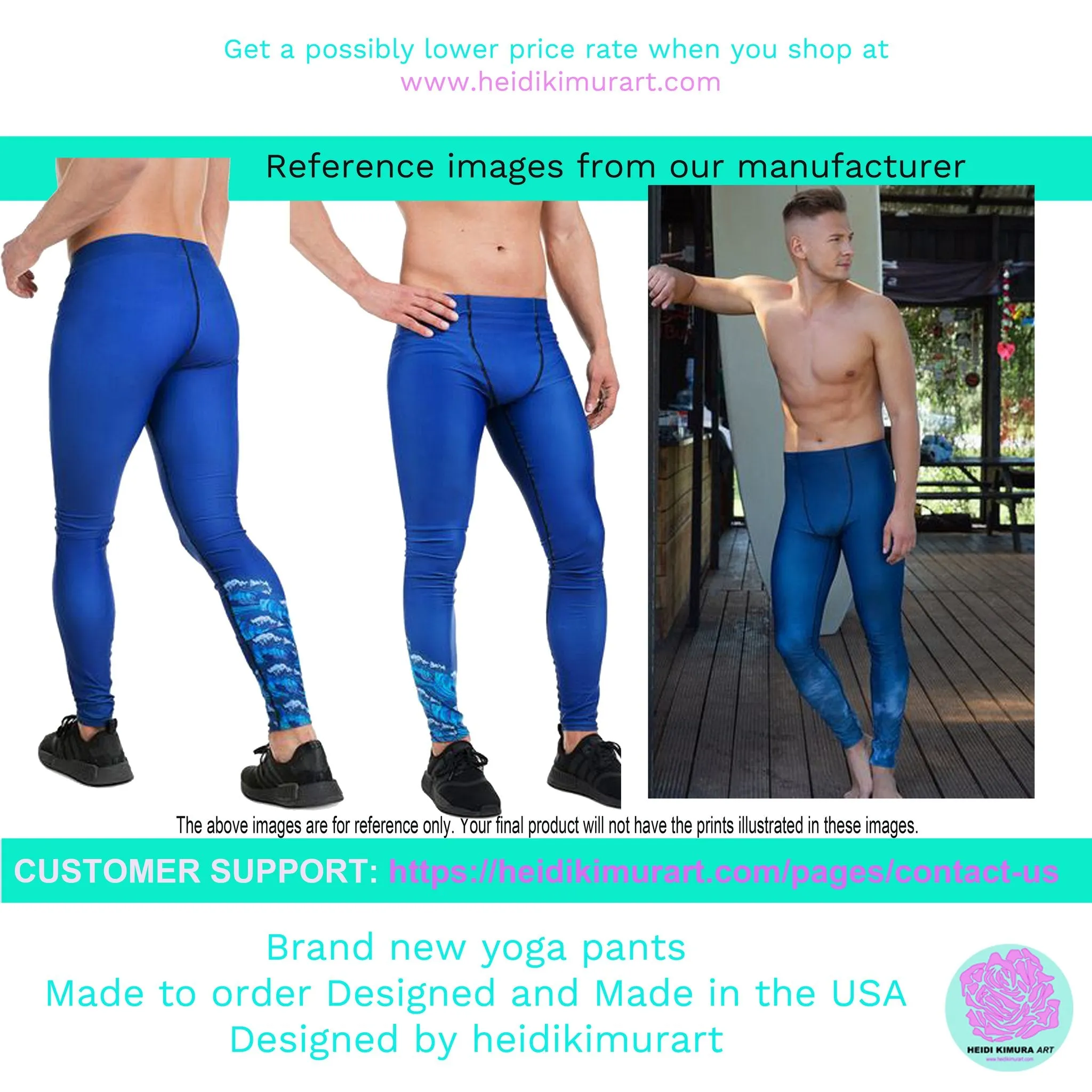 Baby Blue Color Men's Leggings, Modern Solid Blue Color Designer Spandex Men's Tights/Leggings- Made in USA/ MX/ EU