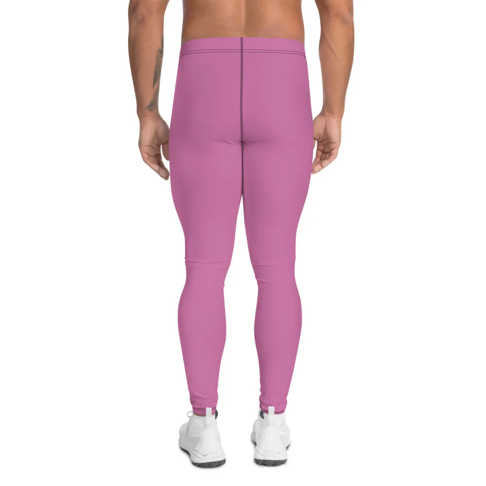 Baby Pink Men's Leggings, Solid Color Modern Meggings Compression Tights-Made in USA/EU