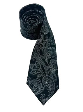 Black Paisley Print Silk Tie