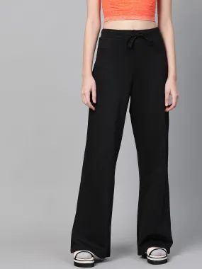 Black Terry Wide Leg Drawstring Pants