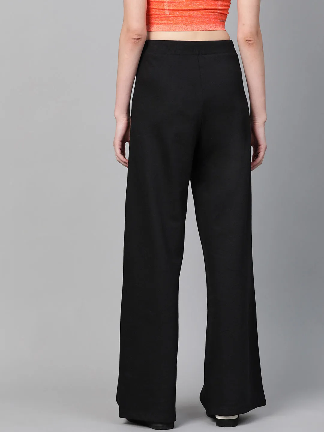 Black Terry Wide Leg Drawstring Pants