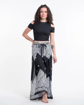 Blooming Vines Wrap Palazzo Style Harem Pants in Black