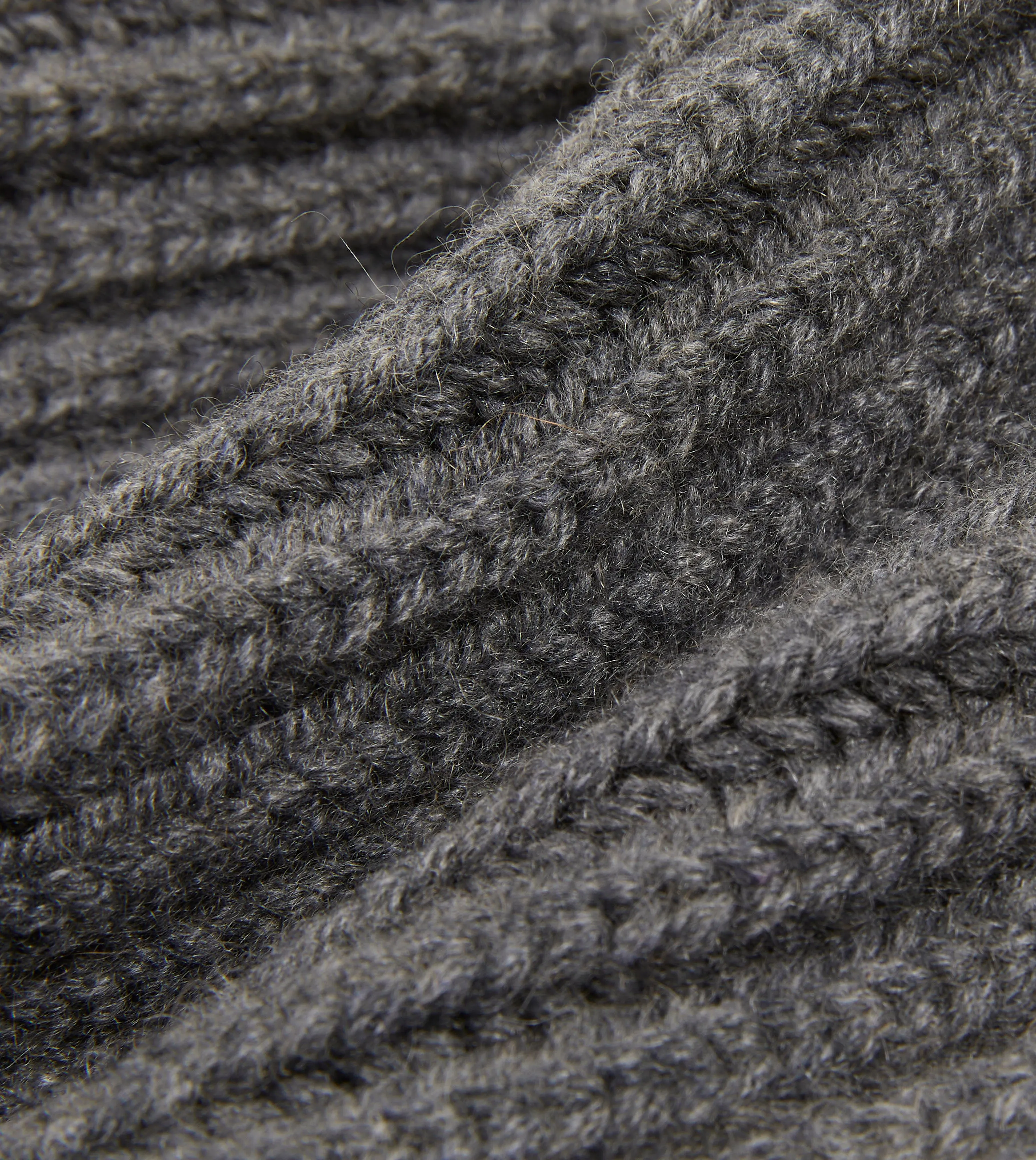 Charcoal Cashmere Ribbed Knit Cap