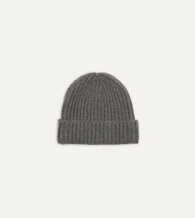 Charcoal Cashmere Ribbed Knit Cap