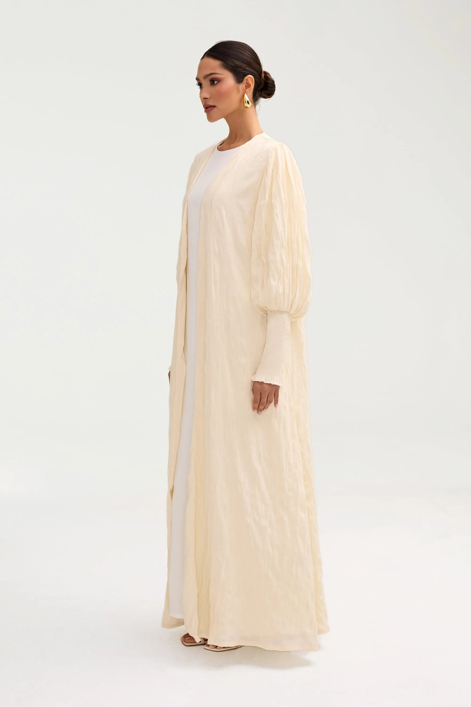 Deena Open Abaya - Coconut