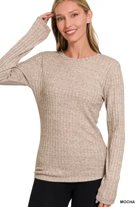 Down Bad Ribbed Long Sleeve Top