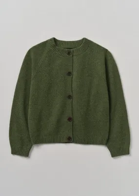 Eden Wool Cashmere Raglan Cardigan | Olive Melange