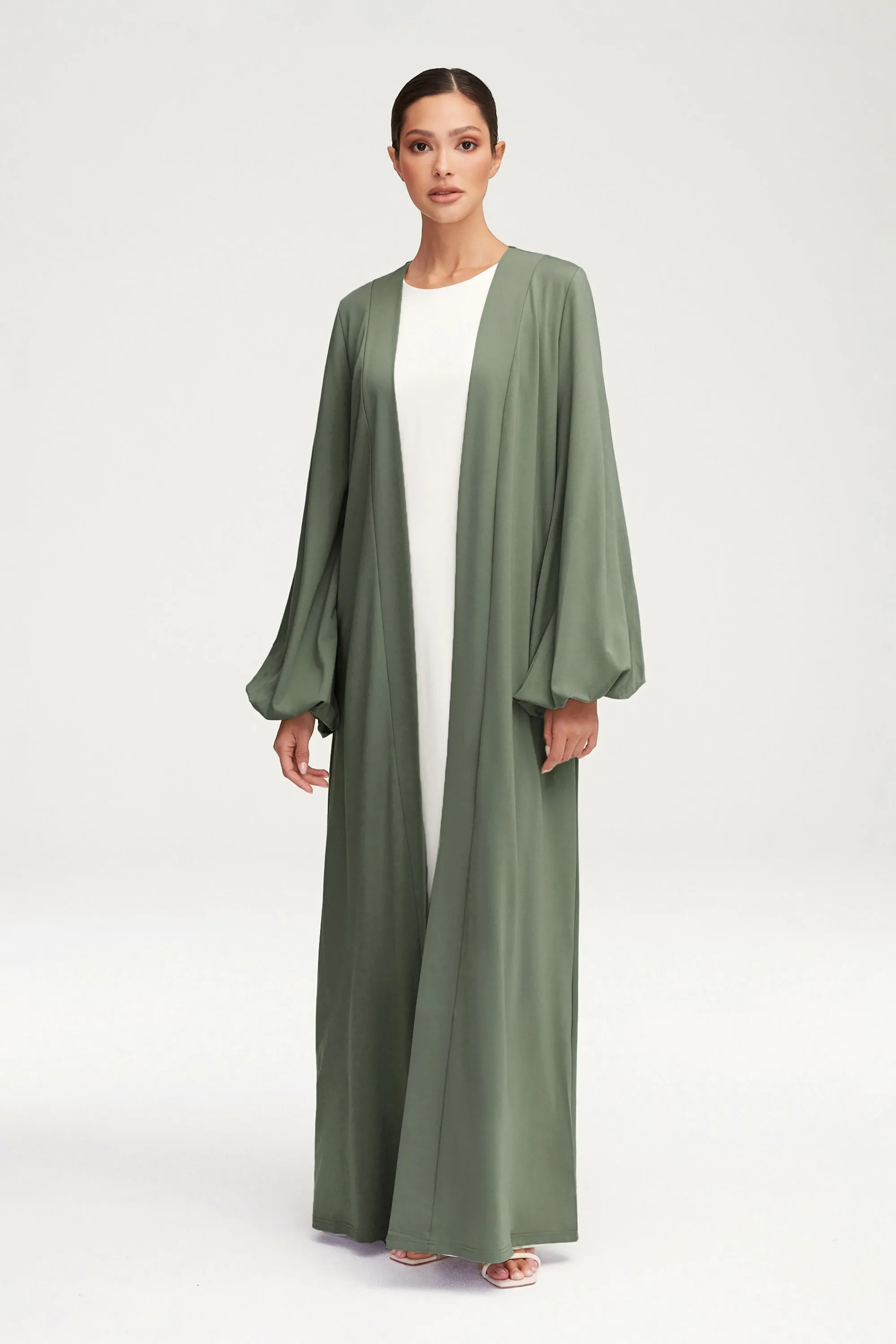 Essential Jersey Open Abaya - Sage