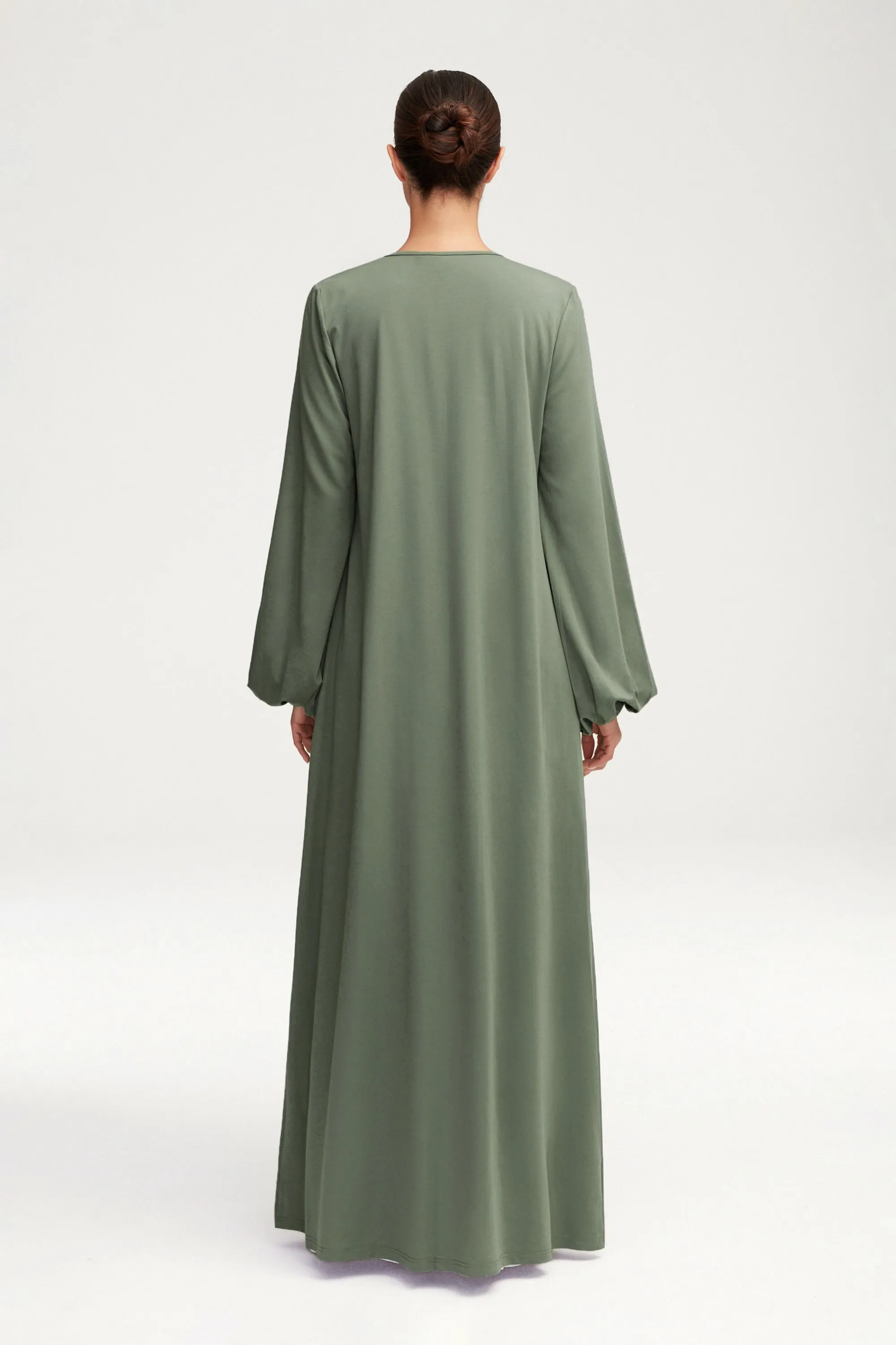 Essential Jersey Open Abaya - Sage