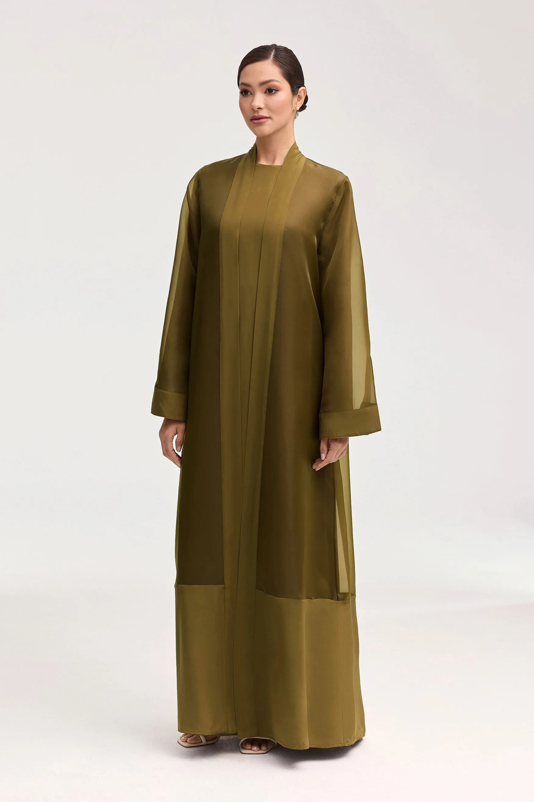 Estee Viscose Open Abaya - Olive Night