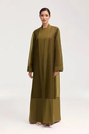 Estee Viscose Open Abaya - Olive Night