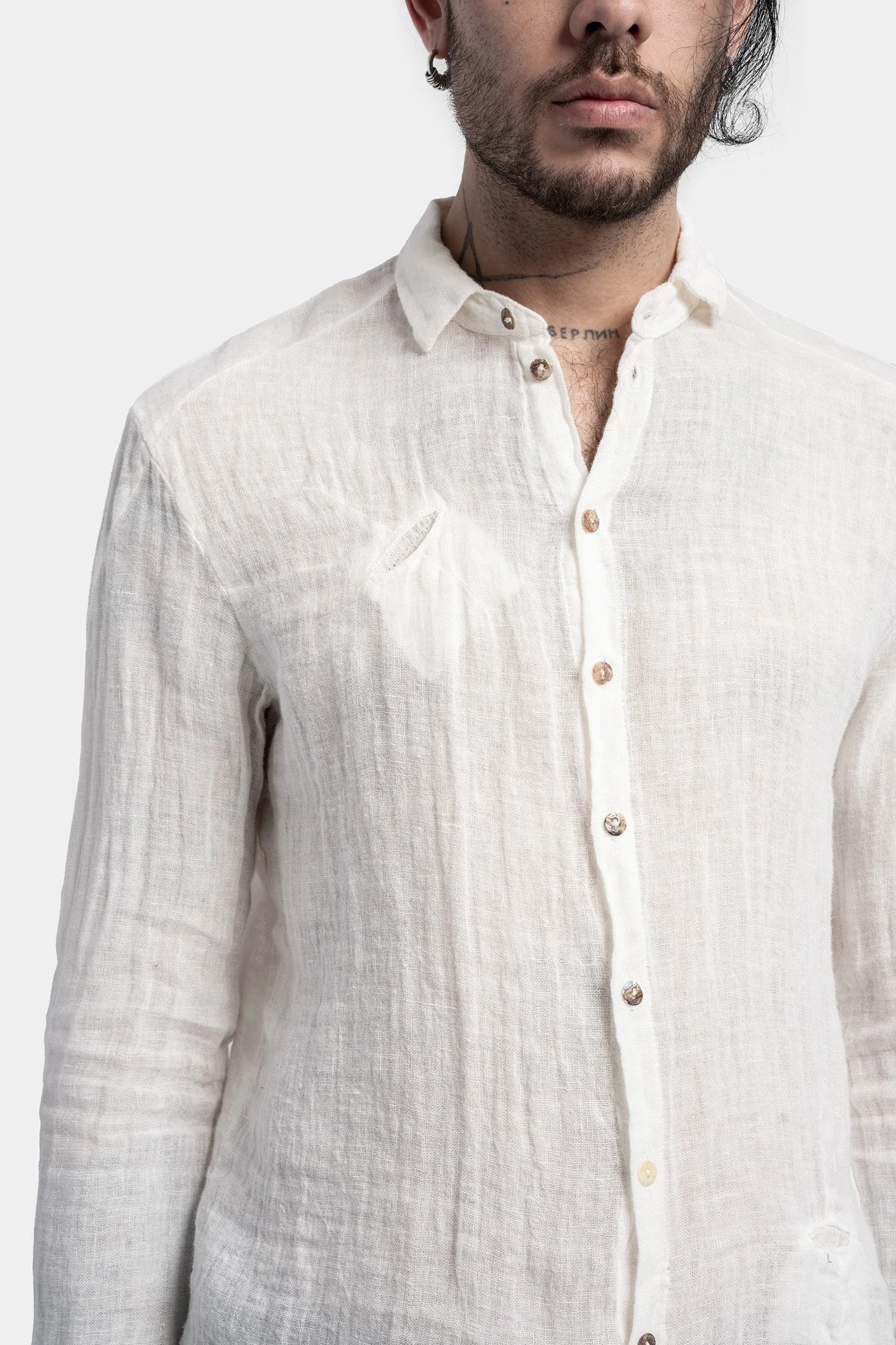 Gauze linen shirt, White