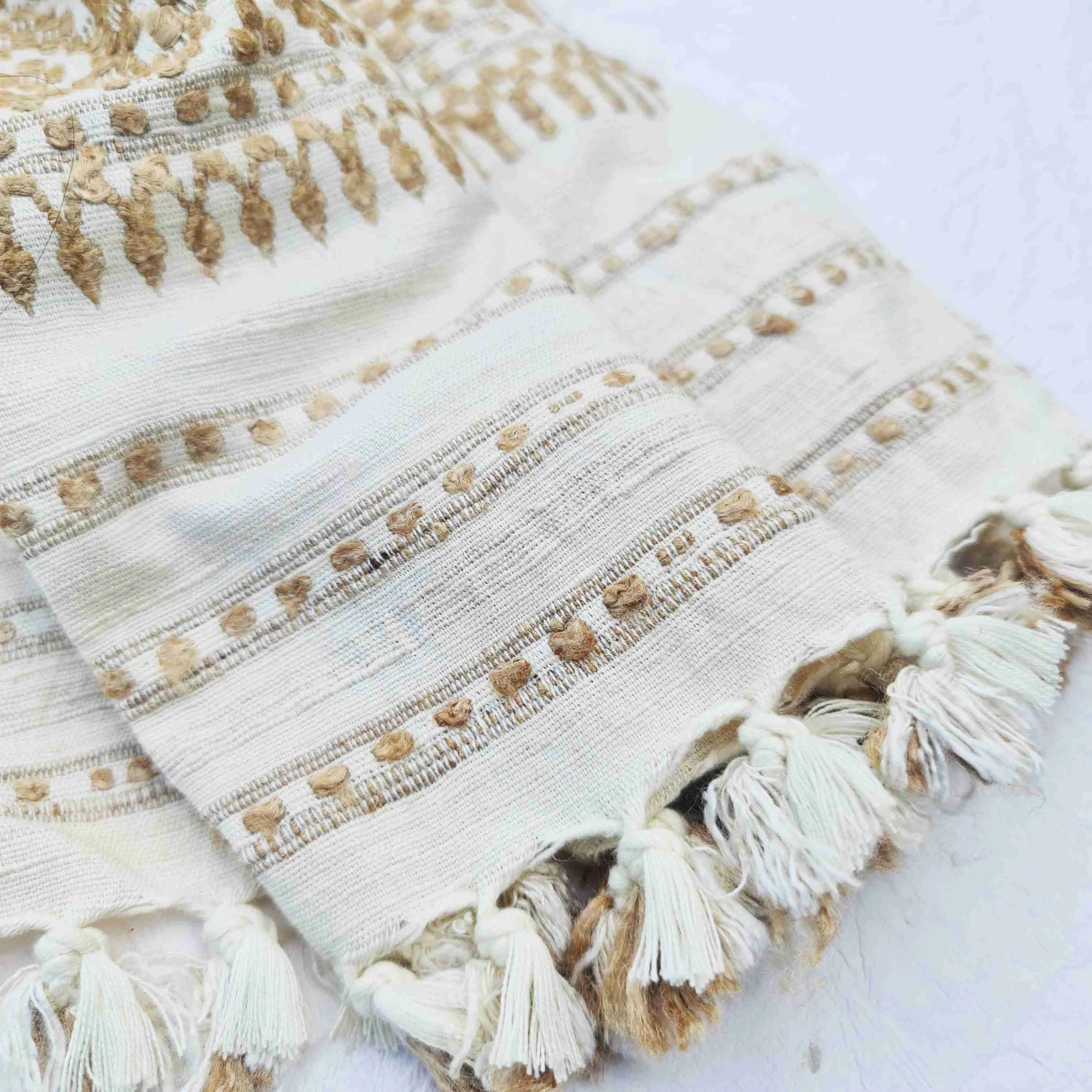 Ghisa Beige Handwoven Eri Silk Scarf