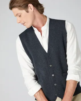 Men's Chelsea Cashmere Waistcoat Dark Charcoal Grey