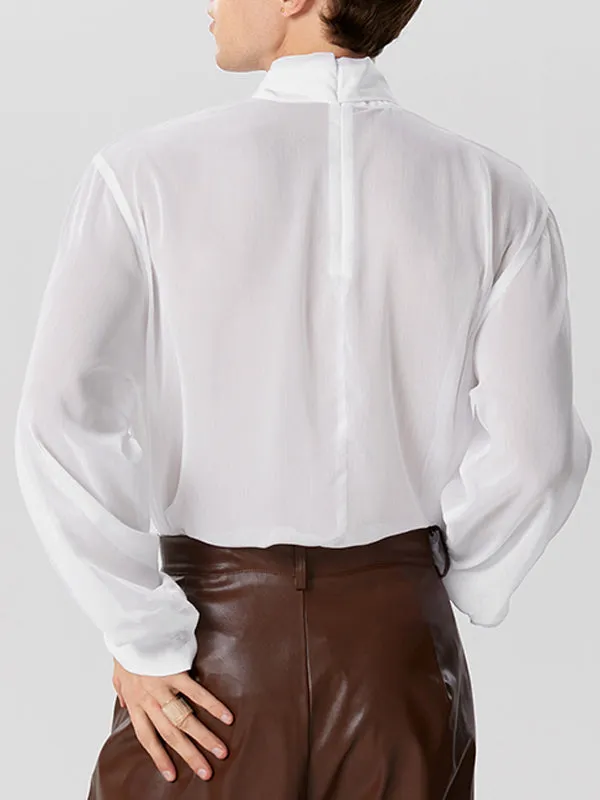 Mens Chiffon See Through Tie Neck Shirt SKUK26598