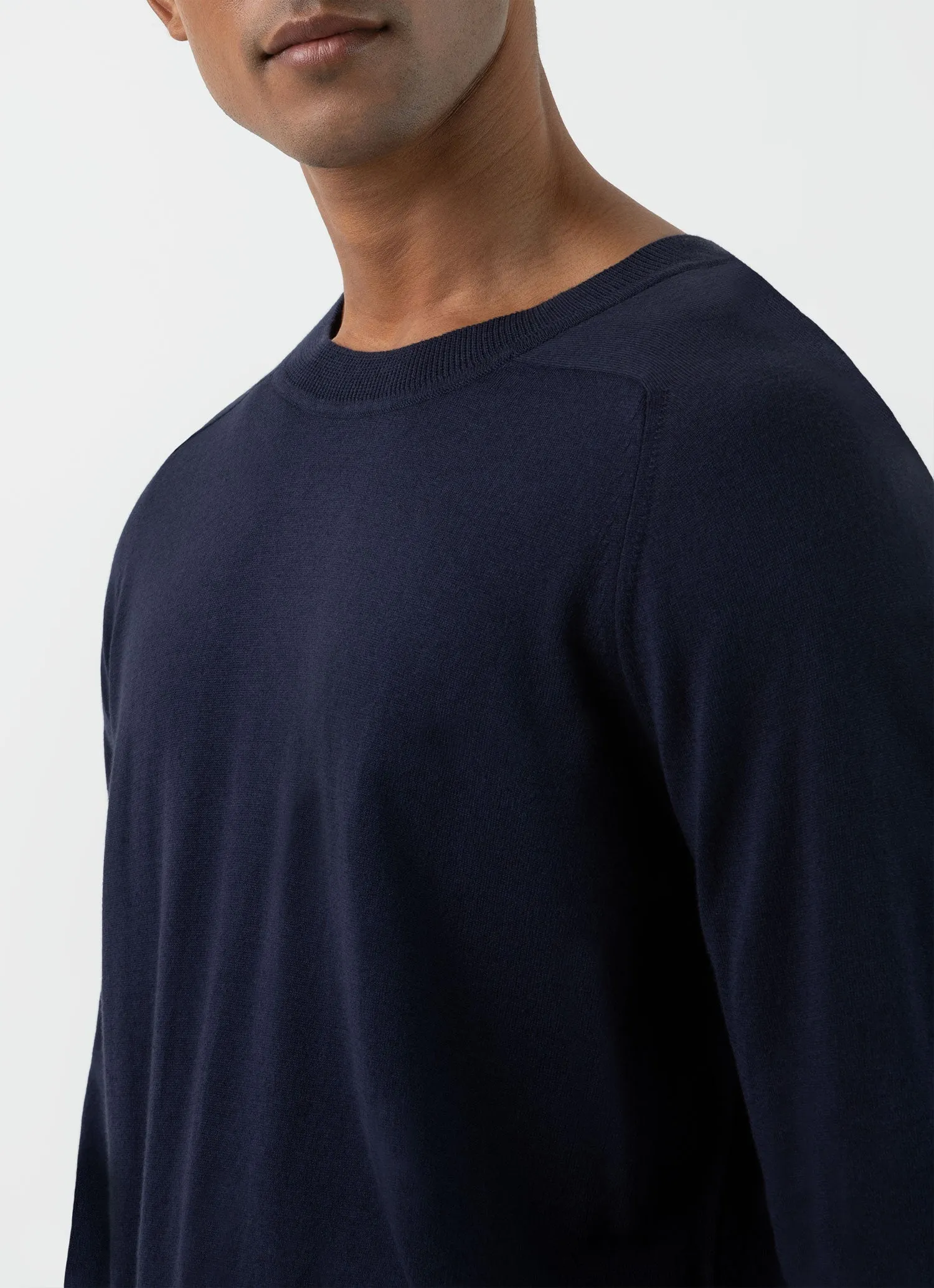 Men's Sea Island Cashmere Crew Neck Jumper in Navy