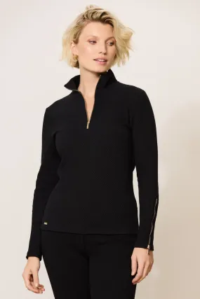 Moon structured long-sleeve top - Black