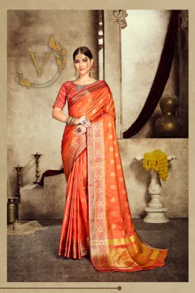 Orange Designer Silk Saree