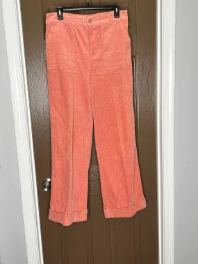 Salmon Wide Leg Corduroy Pants