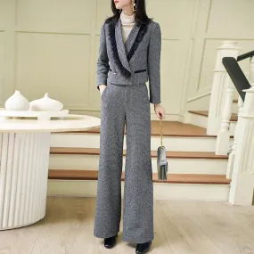 Short Blazer & Wide Leg Pants Set