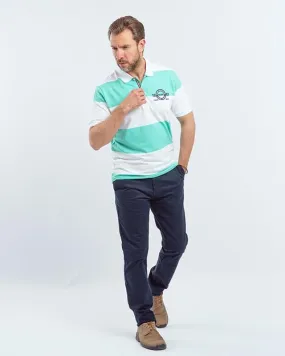 Short sleeve striped Polo shirt - Aqua