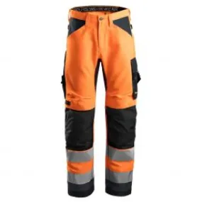 Snickers&#x20;6331&#x20;AllroundWork,&#x20;High-Vis&#x20;Work&#x20;Trousers&#x2B;,&#x20;Class&#x20;2&#x20;-&#x20;Orange&#x2F;Steel&#x20;Grey