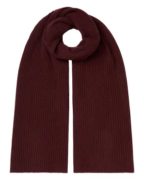 Unisex Ribbed Cashmere Scarf Claret Red